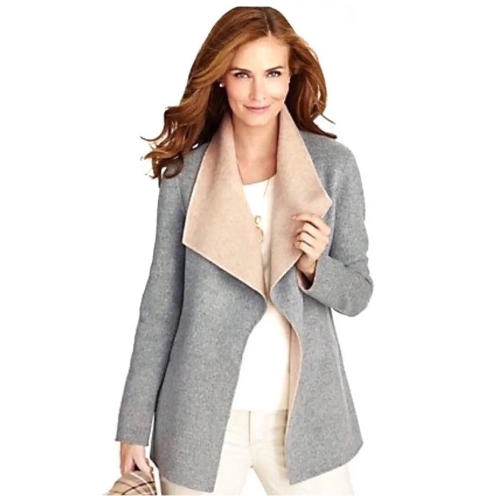 Talbots two-tone open front jacket Cardigan Wool  oversized lightweight Size 1X